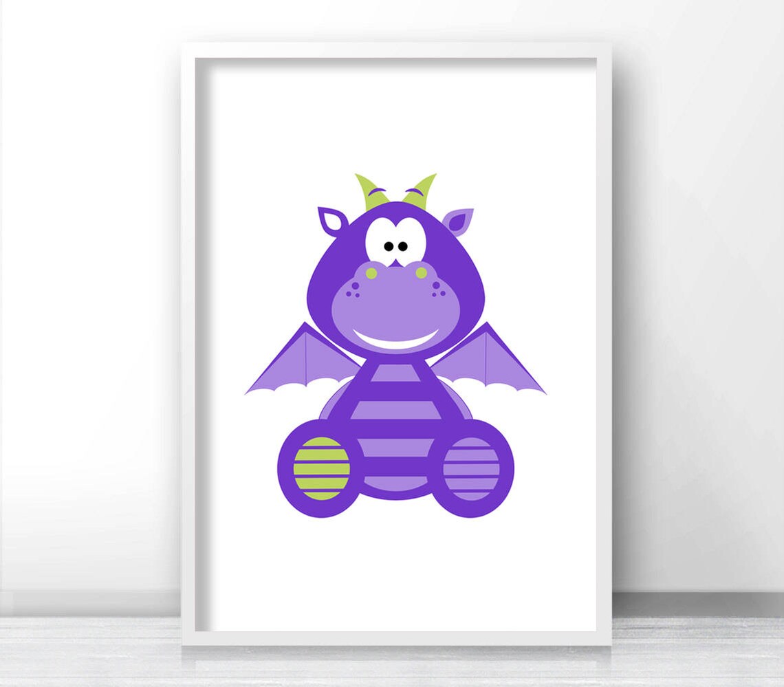 Purple Nursery Print Kids Wall Art Print Kids Room Decor Boys Wall Art Baby Boy Nursery Print Dragon Kids Print Nursery Art - Image 4