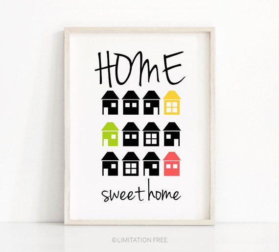 Home Sweet Home Typography Art Print, Housewarming