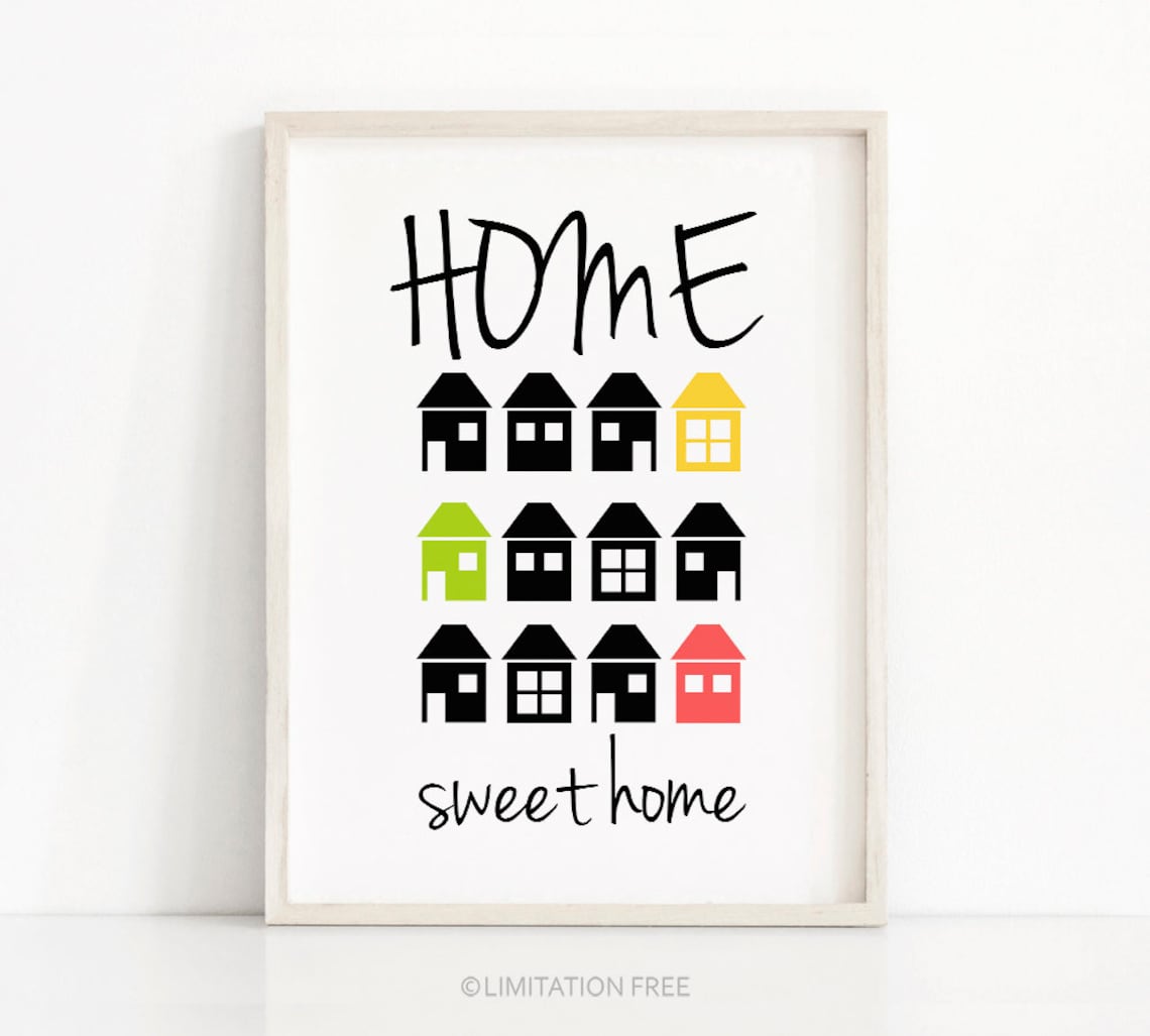 Home Sweet Home Typography Art Print, Housewarming