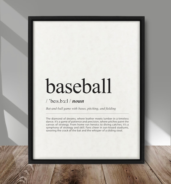 Baseball Game Definition Minimalist Sports Typography Fan Poster