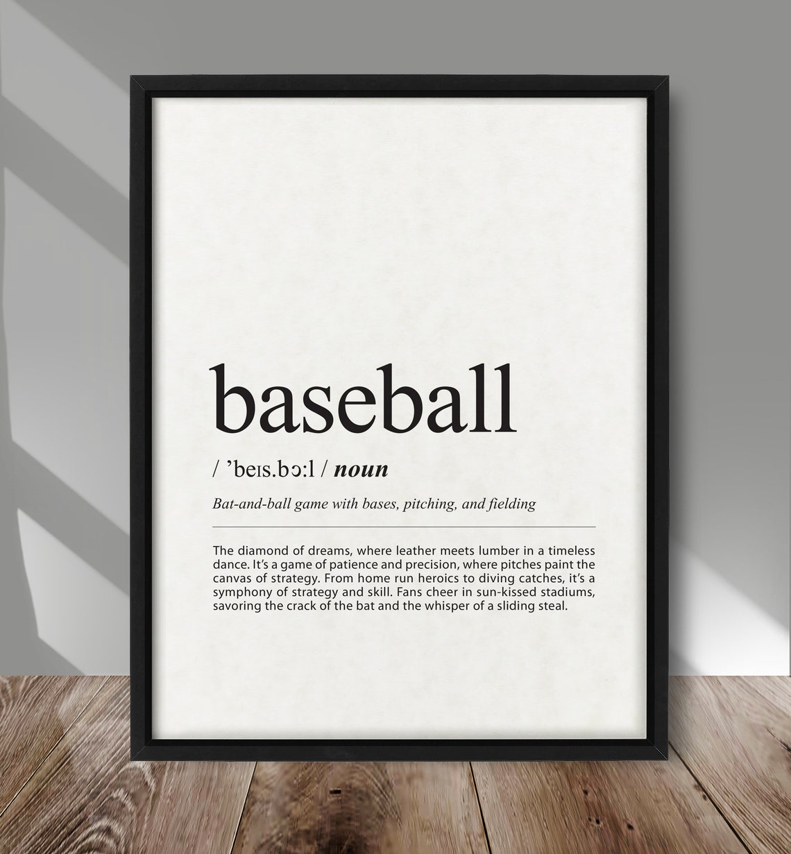 Baseball Game Definition Minimalist Sports Typography Fan Poster