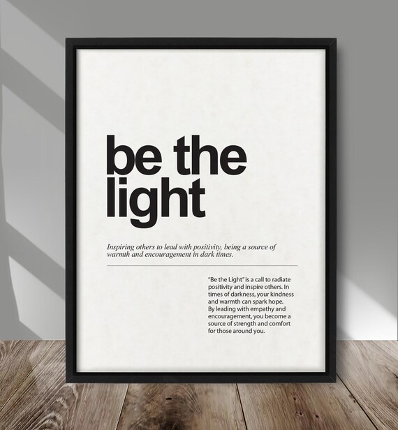 Be The Light Inspirational Wall Art Motivational Typography Print Minimalist Positive Quote Poster For Home Decor