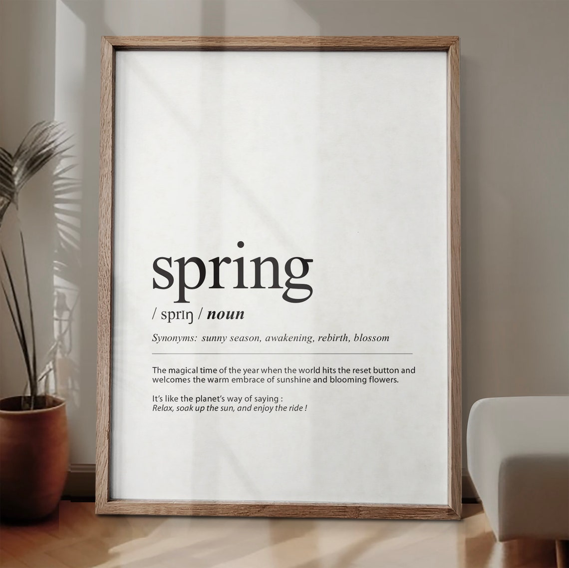 Spring Dictionary Definition Typography Poster Awakening Rebirth Decor