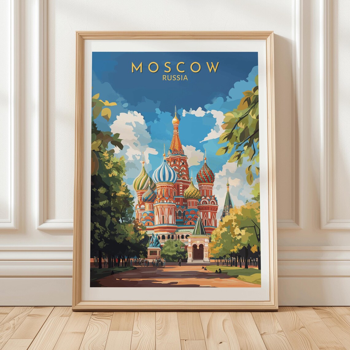 Moscow Russia St Basil Cathedral Landmark City Travel Poster
