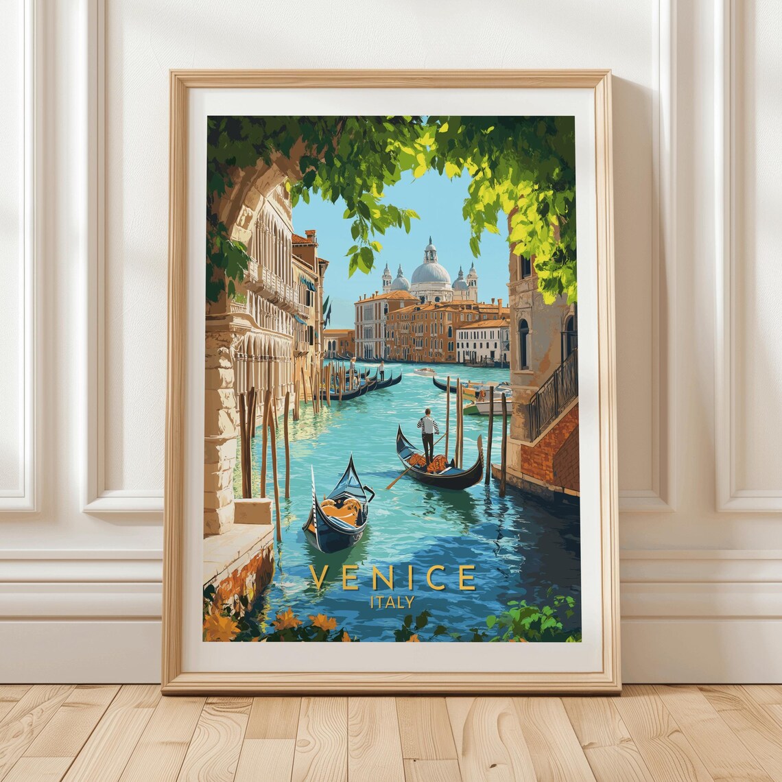 Venice Italy Grand Canal Gondola Santa Maria Basilica Poster