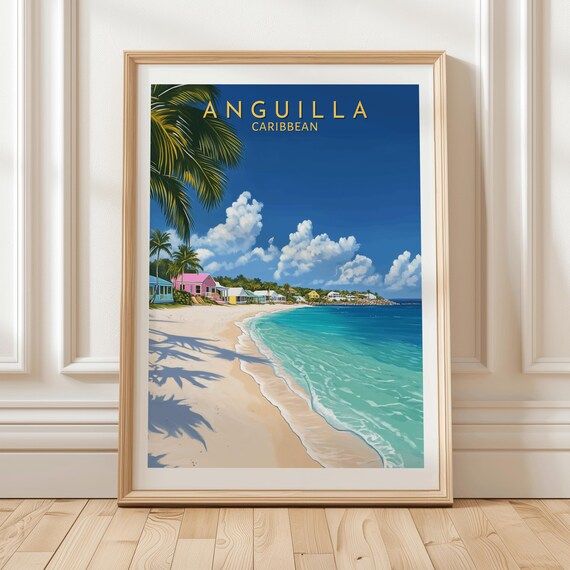 Anguilla Caribbean Beach White Sand Cottages Turquoise Ocean Poster