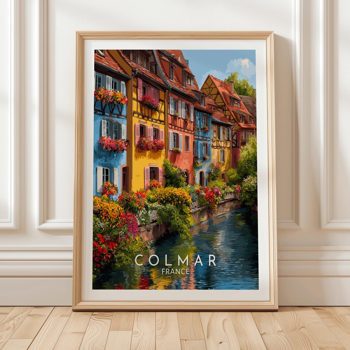 Colmar France Half Timbered Canal Flower Boxes Travel Poster