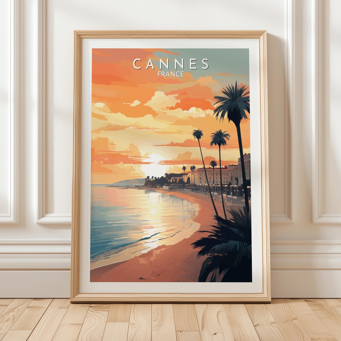 Cannes France Sunset Beach, Mediterranean Coastline