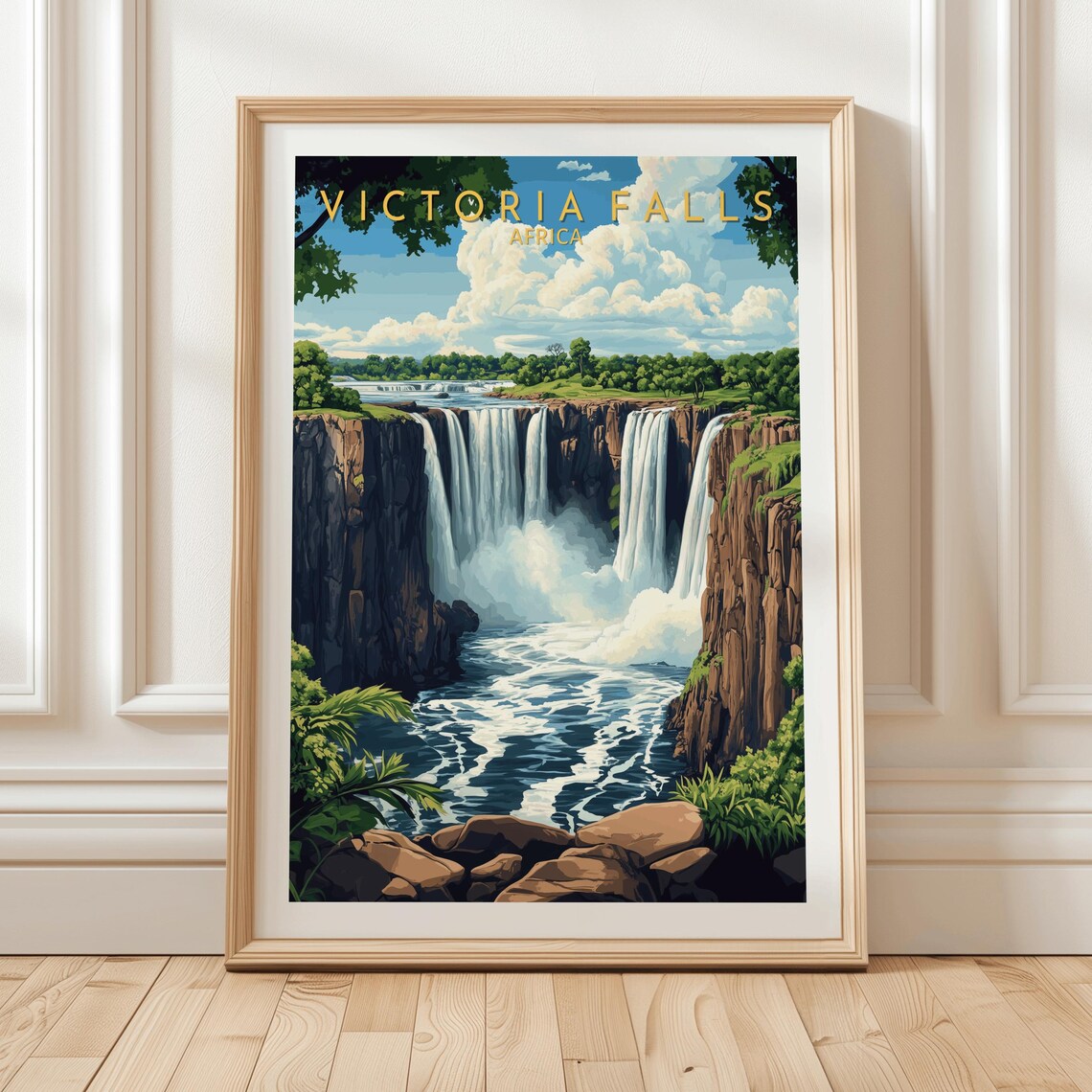 Victoria Falls Africa Majestic Waterfall Gorge Jungle Cliffs Poster