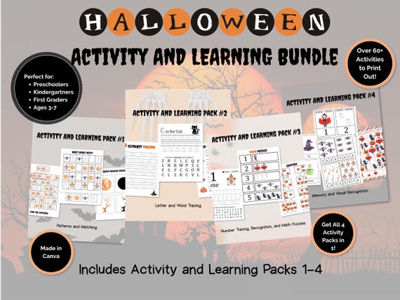 Halloween Learning Activity Bundle Preschool Kindergarten Printables