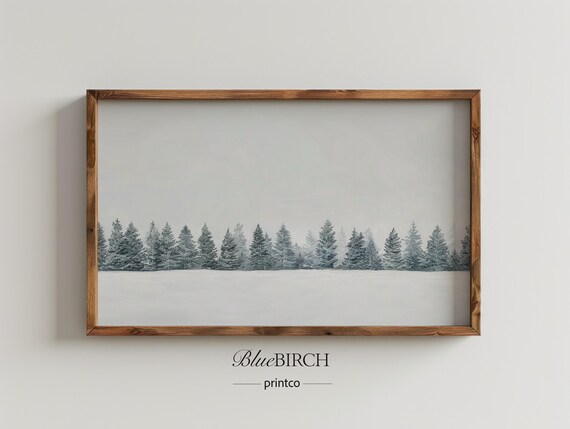 Minimal Winter Pine Forest Neutral Scandinavian Snowy Poster