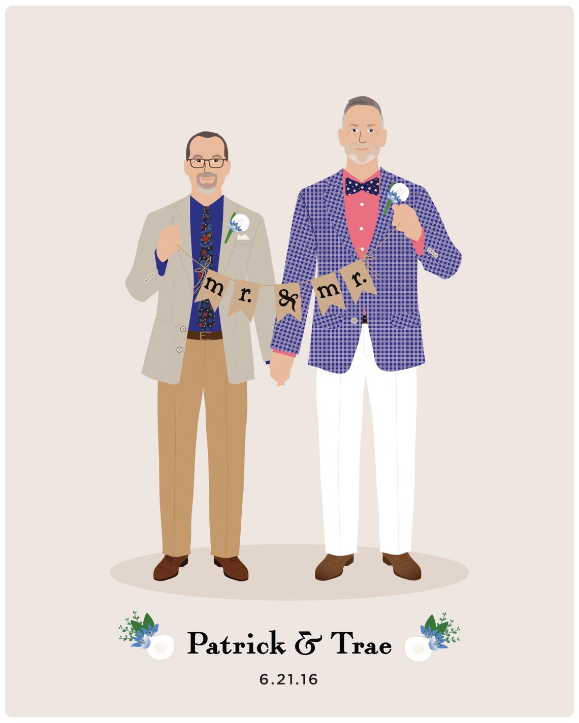Custom Wedding Couple Illustration at Ivy House Venue Poster - Image 2