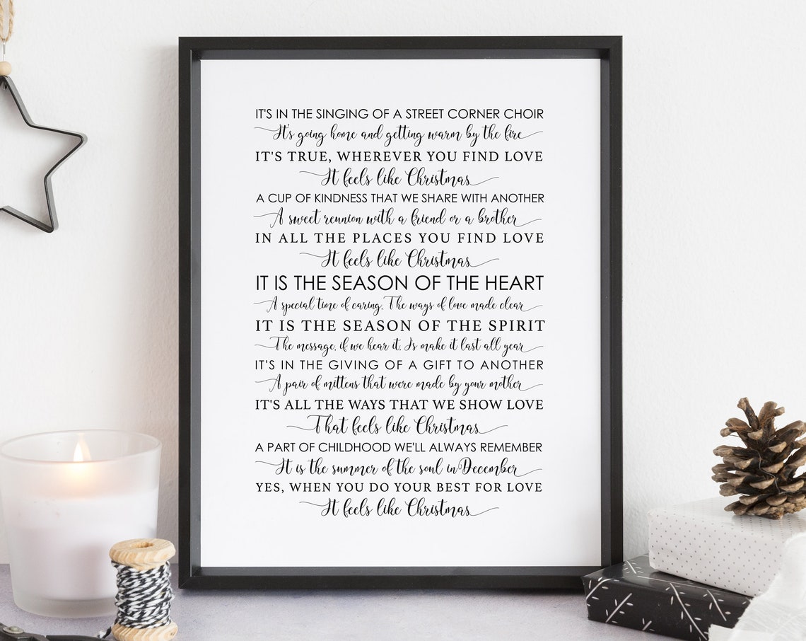 It Feels Like Christmas Song Lyrics Typography Christmas Poster