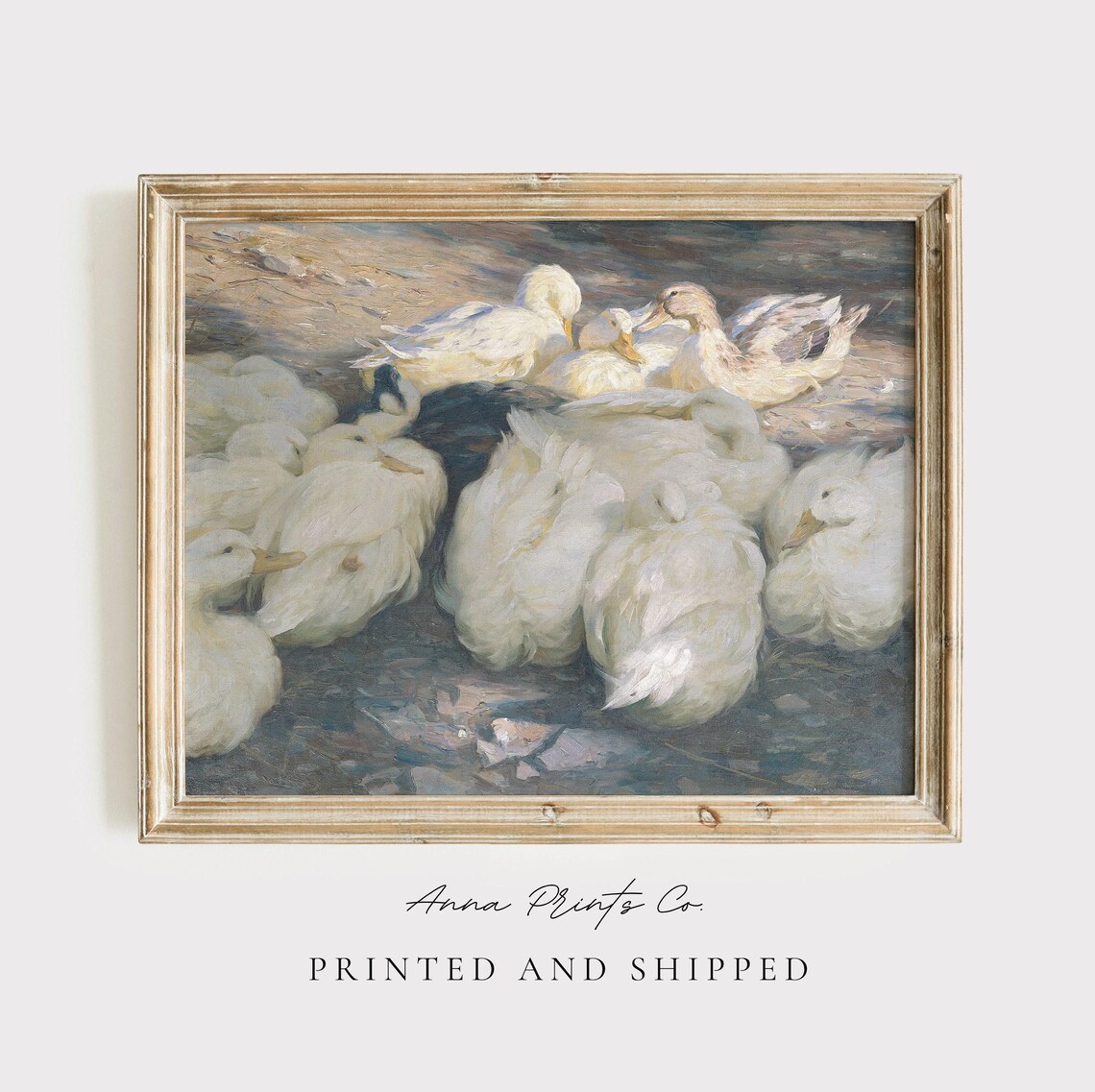 Antique Duck Painting, Vintage Farmhouse Art Print
