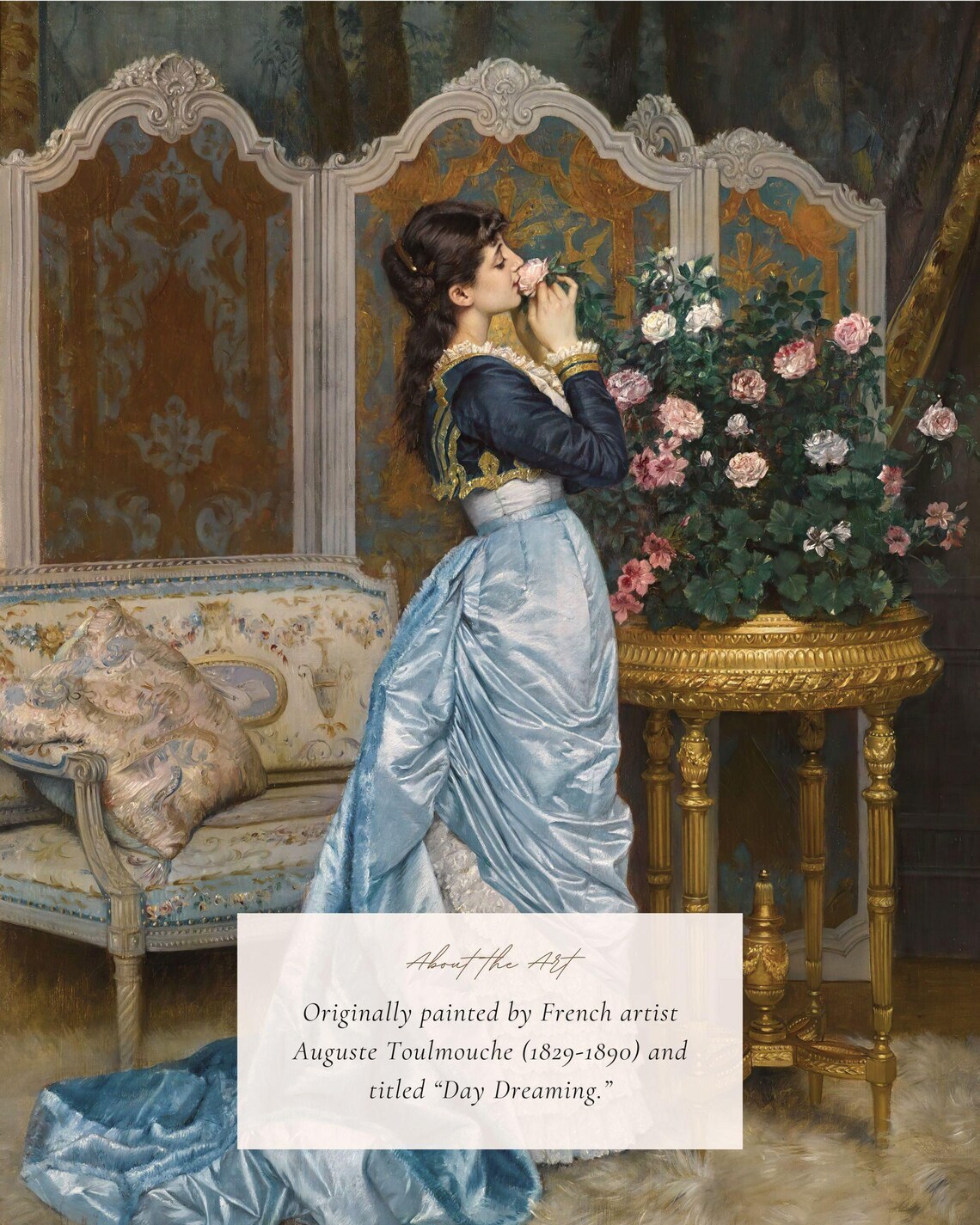 Young Woman Smelling Roses, Vintage Victorian Art Print - Image 2