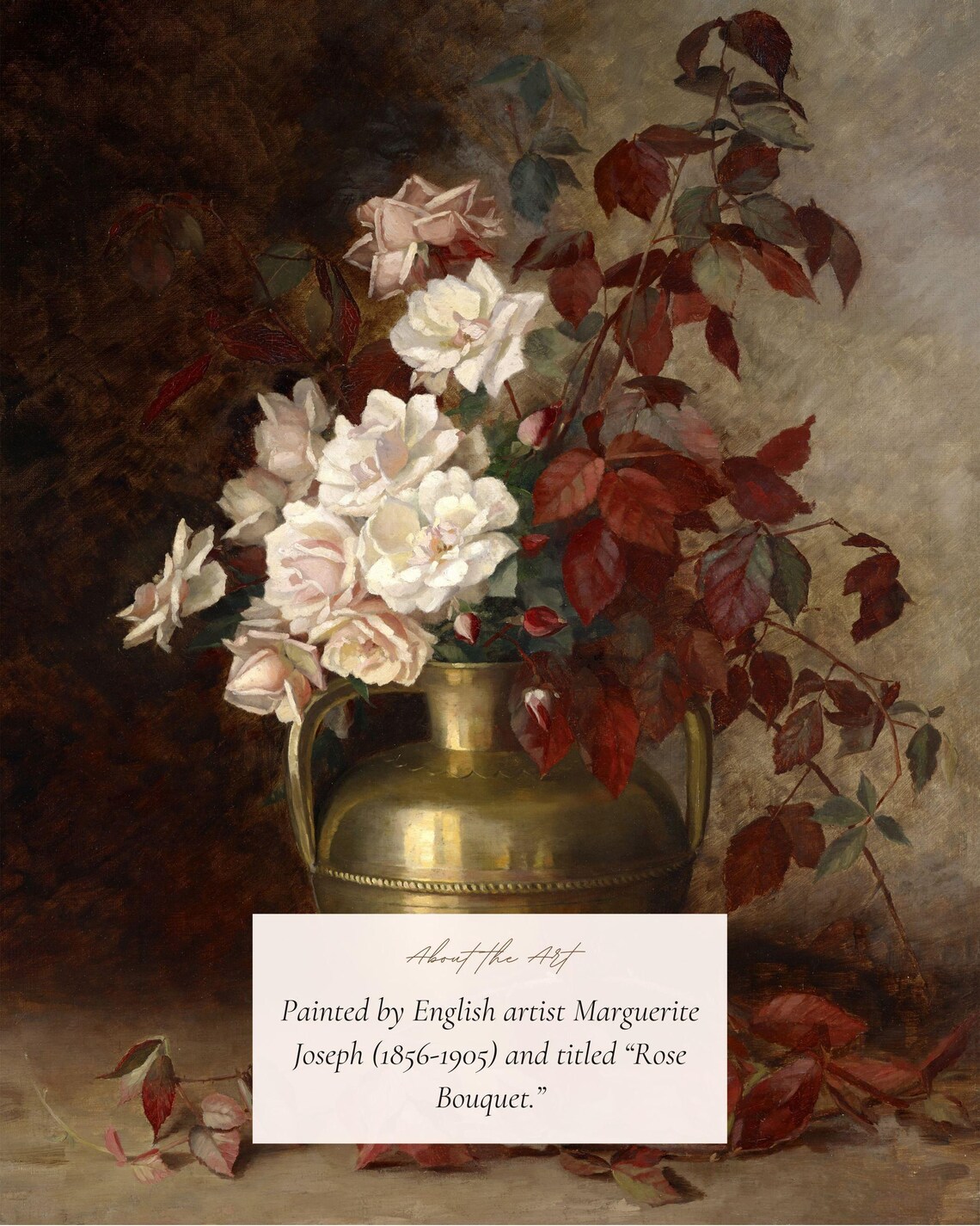 Antique Rose Bouquet Vintage Still Life Art Print - Image 2