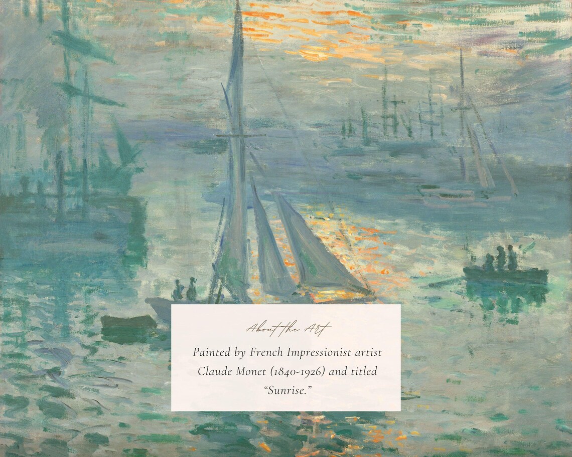 Claude Monet Sunrise Harbor Sailboat Art Print - Image 2