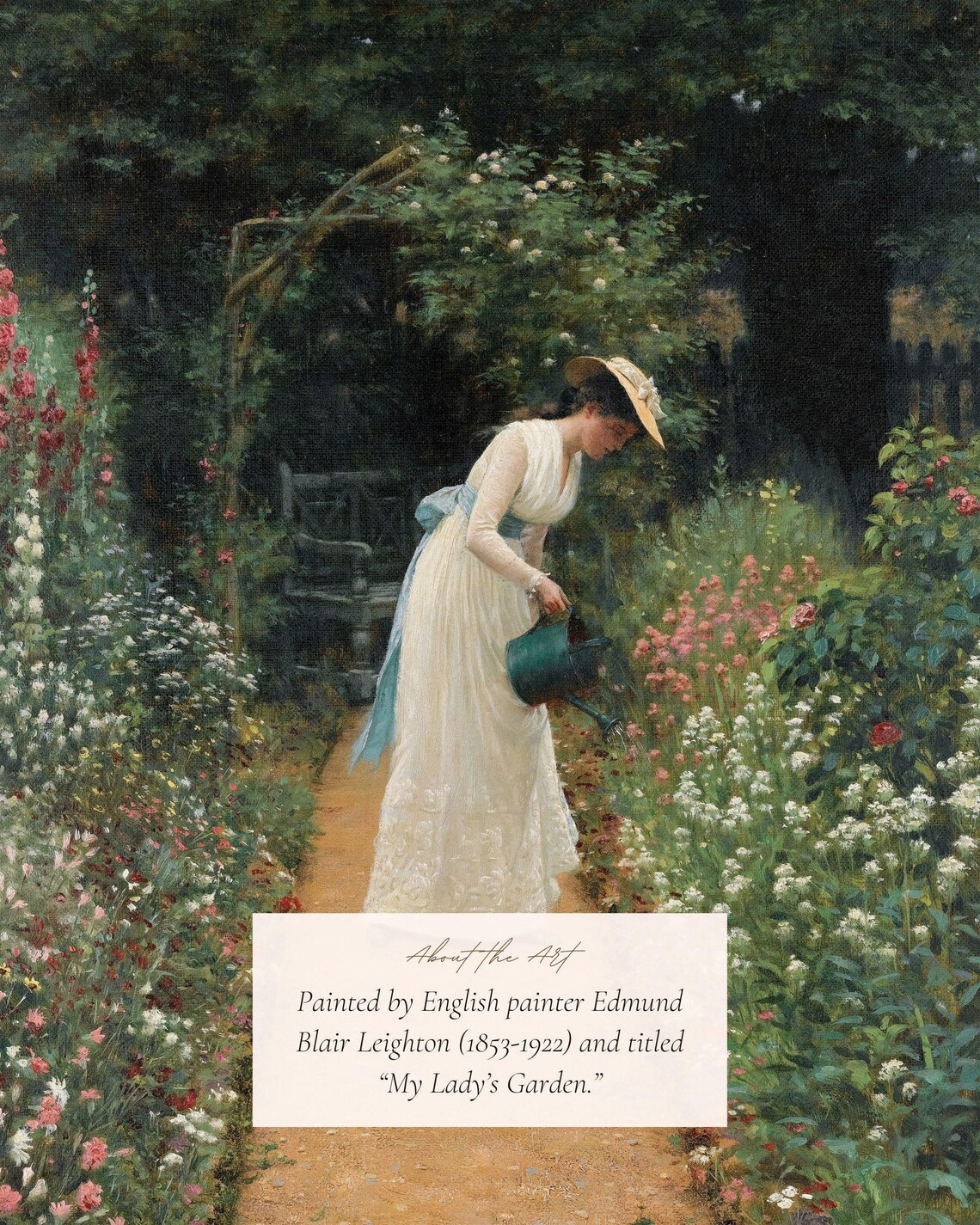 My Lady's Garden Vintage Oil Painting Art Print - Image 2
