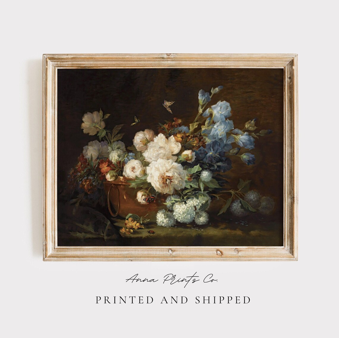 Vintage Still Life With Flowers, Dark Academia Art Print