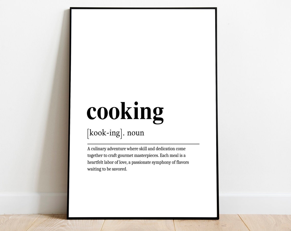 Cooking Dictionary Definition Minimalist Kitchen Typography Poster