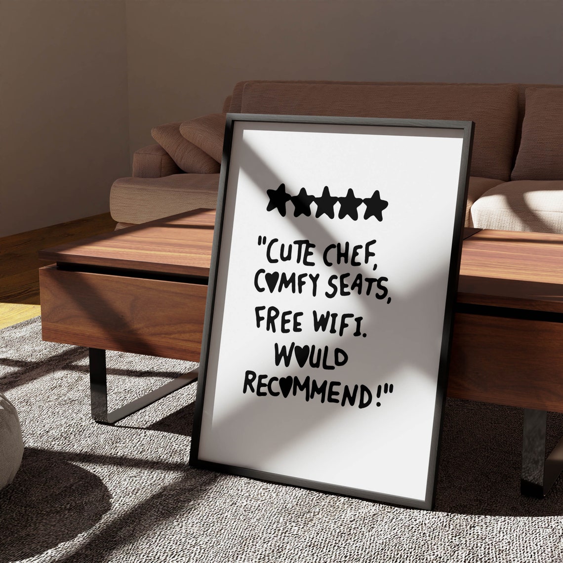 Five Star Cute Chef Comfy Seats Review Black Funny Kitchen Poster - Image 2