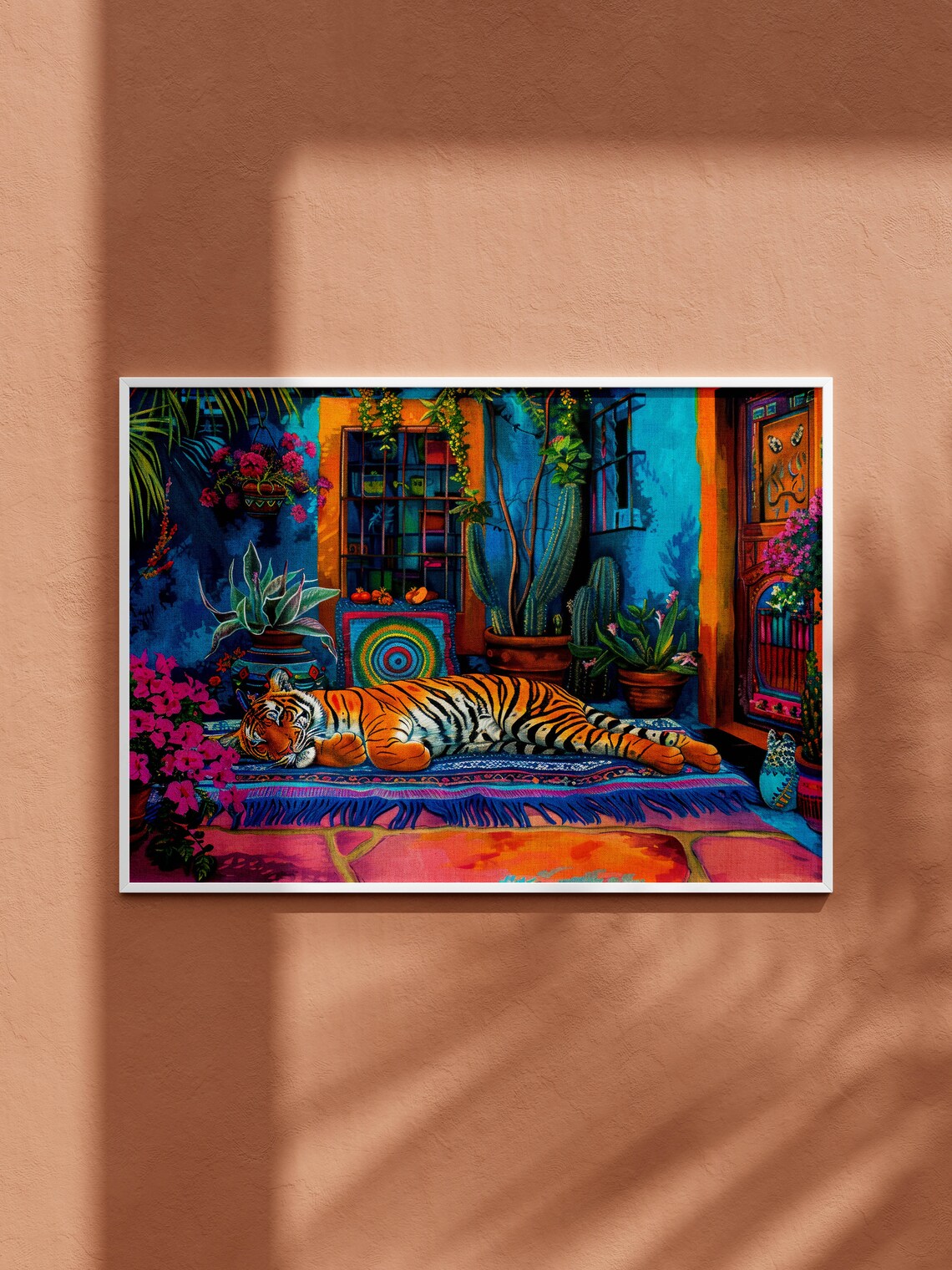 Tiger Mexican Art Print, Maximalist Floral Decor - Image 2