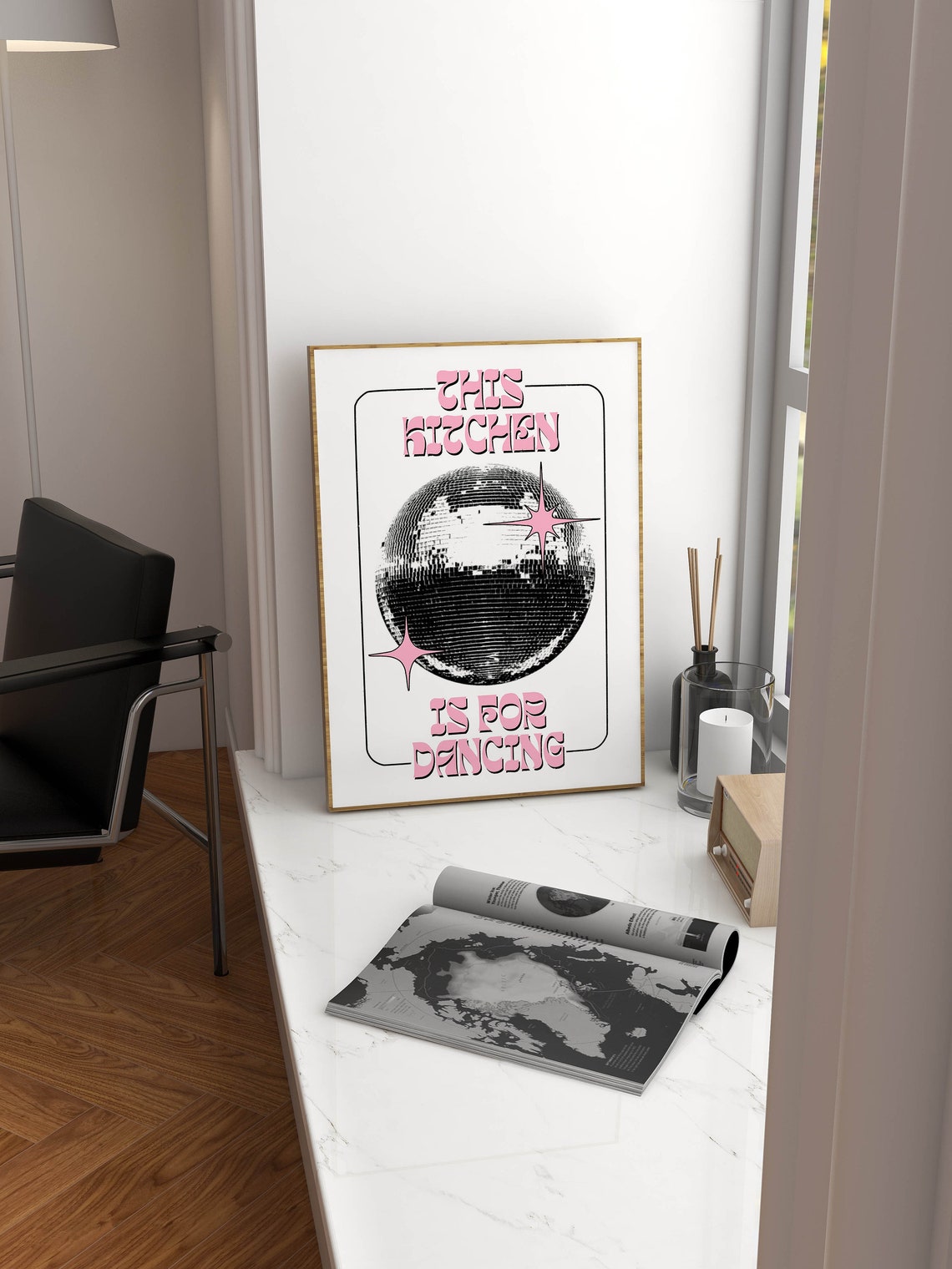 This Kitchen Is For Dancing Groovy Retro Disco Ball Party Poster - Image 2