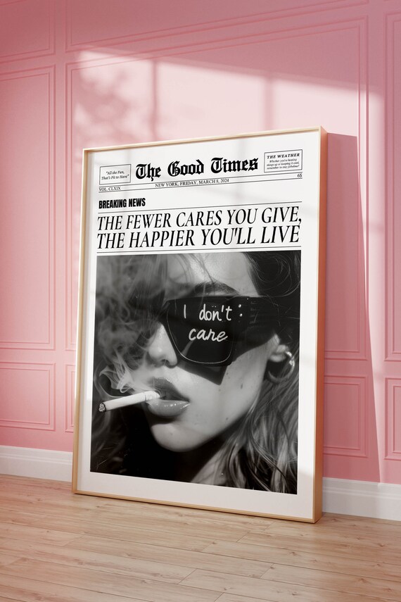 Trendy Wall Art Newspaper Print Apartment Decor Aesthetic Retro Wall Art Funny Quote Print Dorm Wall Art Y2k Room Decor Aesthetic Wall Art