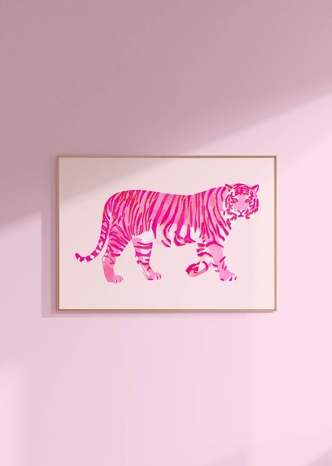 Pink Tiger Preppy Art Print, Dorm Room Decor - Image 2