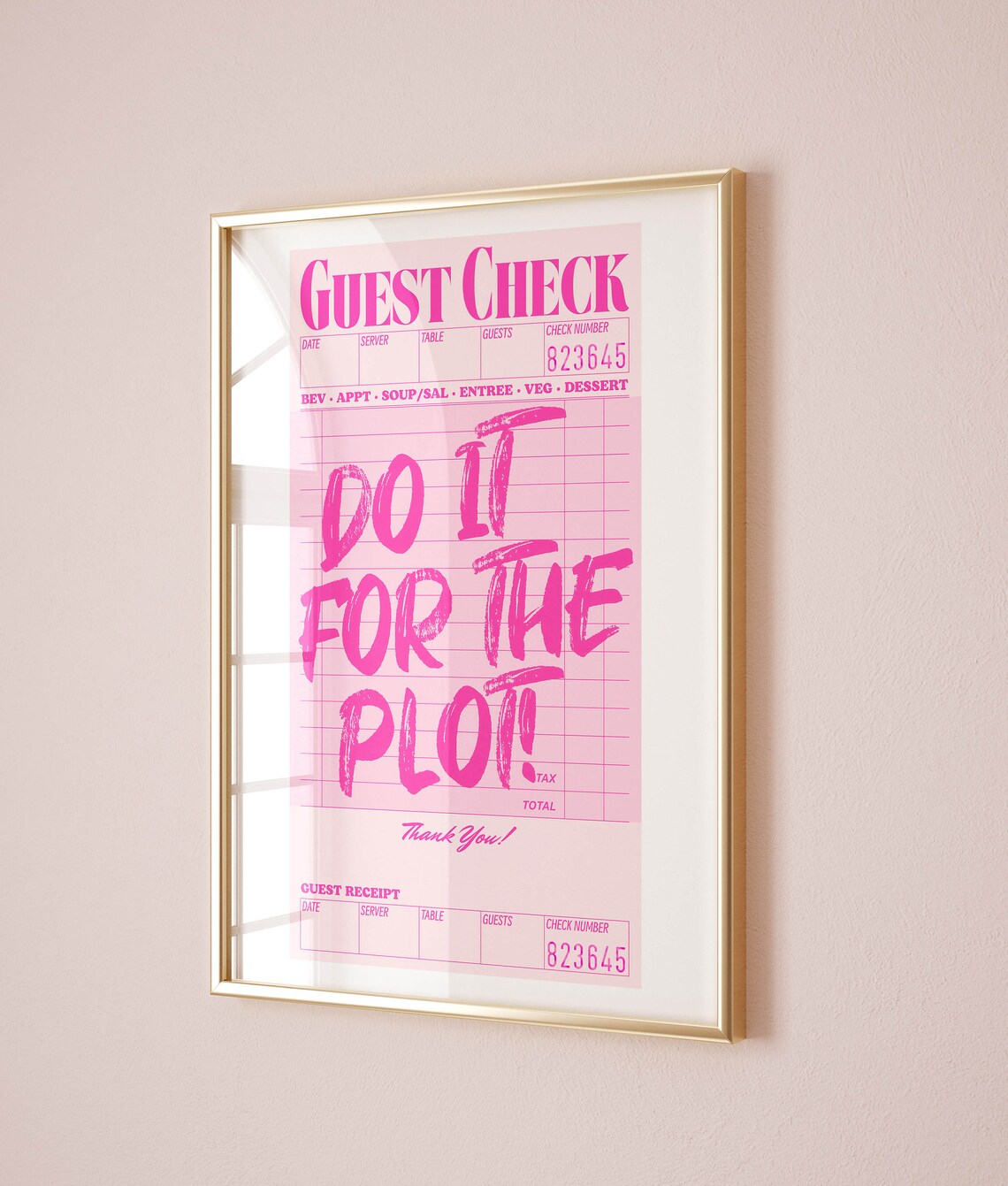 Do It For The Plot Pink Quote Art Print - Image 2