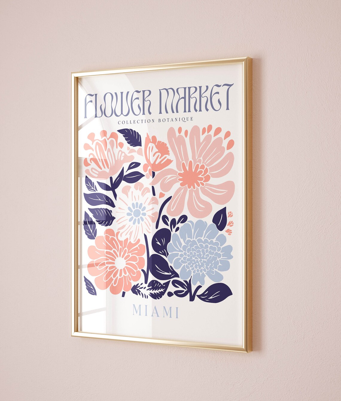 Retro Flowers Travel Poster, Above Bed Decor