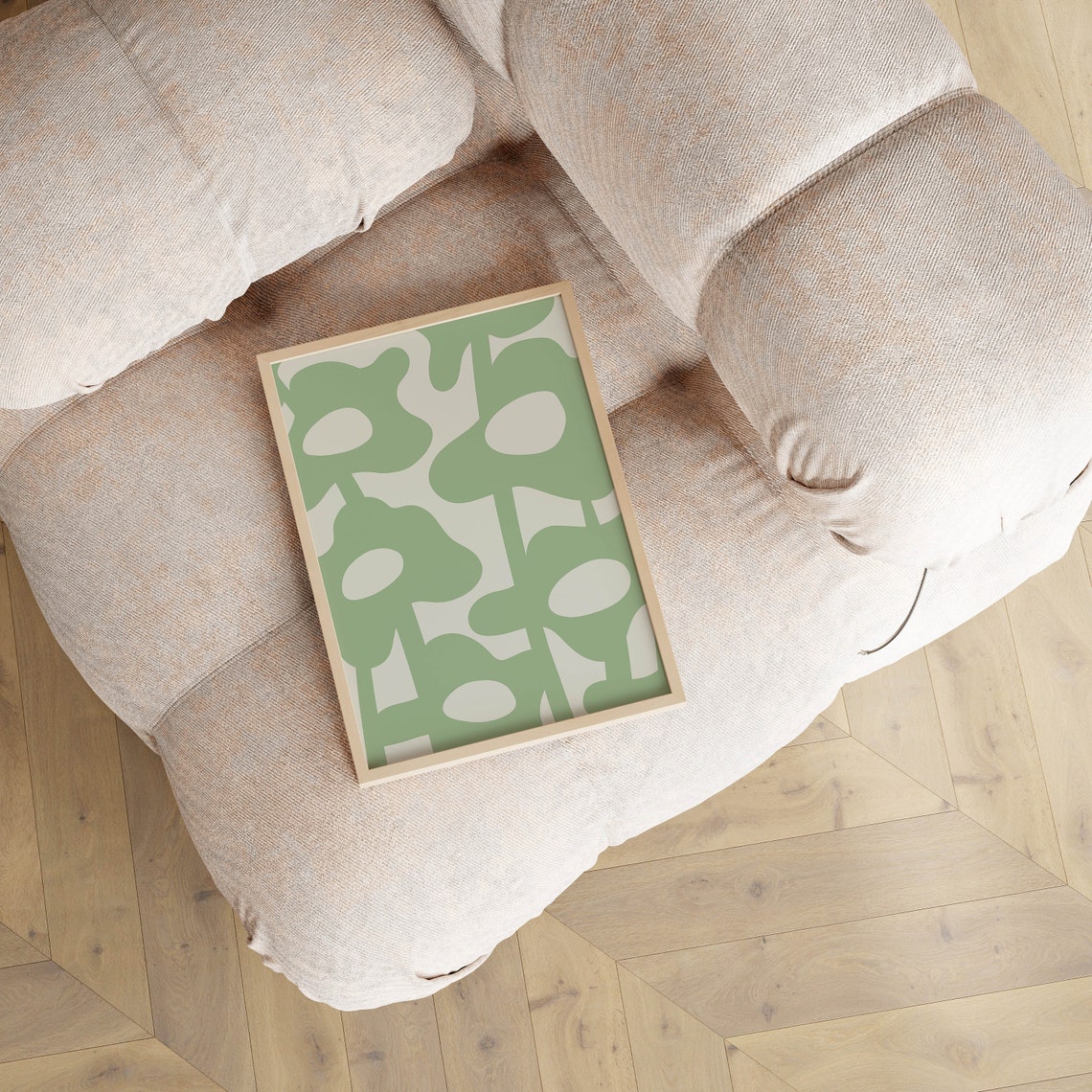 Sage Green Abstract Floral Bloom Pattern Modern Minimalist Wall Poster - Image 3