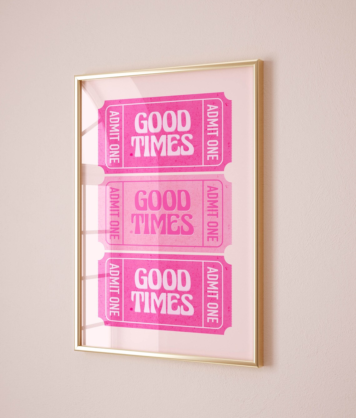 Good Times Ticket Retro Art Print, Pink Decor - Image 2