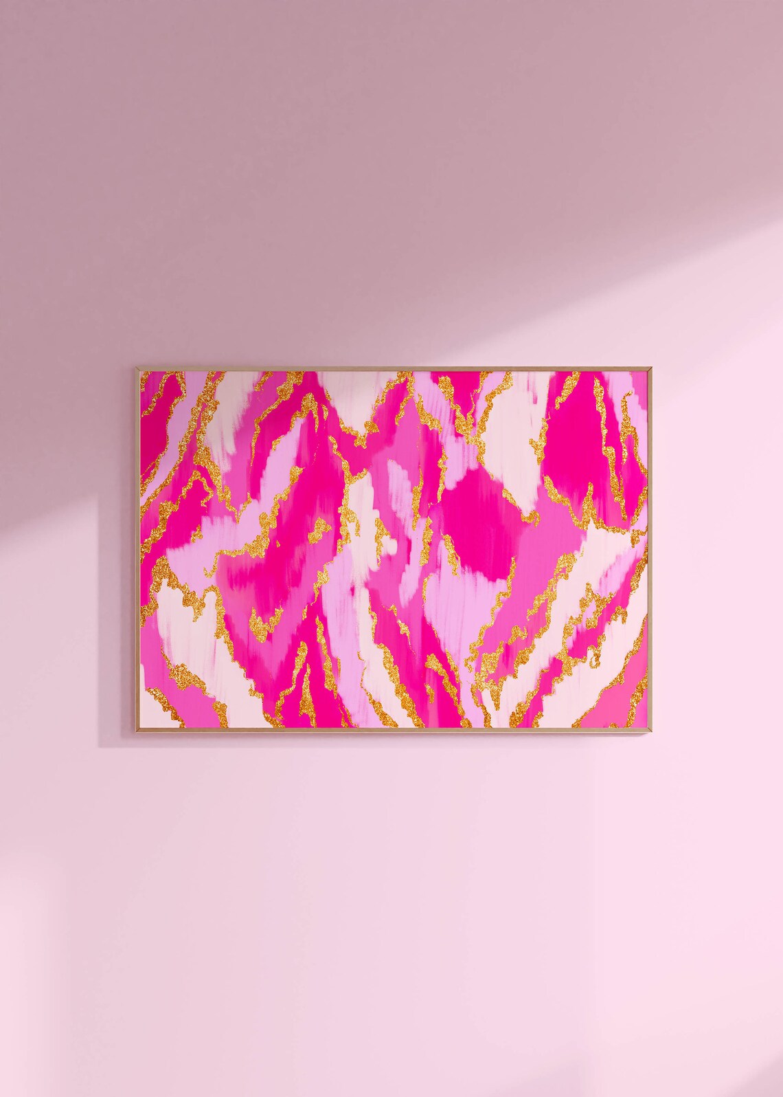 Pink Abstract Painting, Preppy Dorm Decor