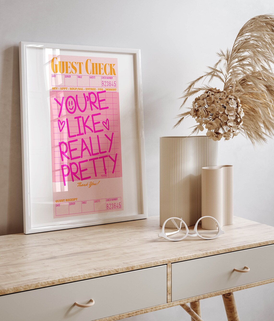 Youre Like Really Pretty Guest Check Art Print, Retro - Image 3
