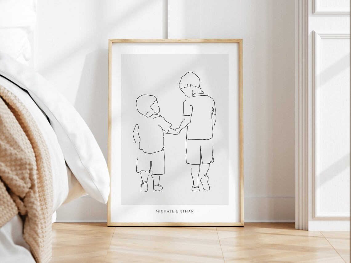 Personalized Brothers Illustration Art Print for Mom - Image 2