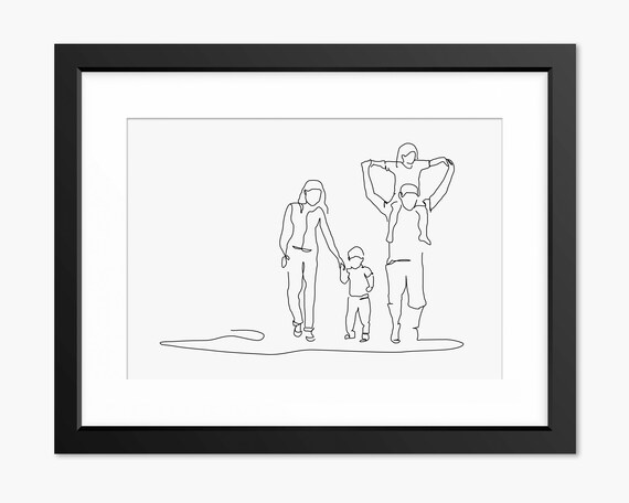 Family Print Family Line Art Family Illustration Family Portrait Mothers Day Print Fathers Day Print Family Drawing Family Wall Art