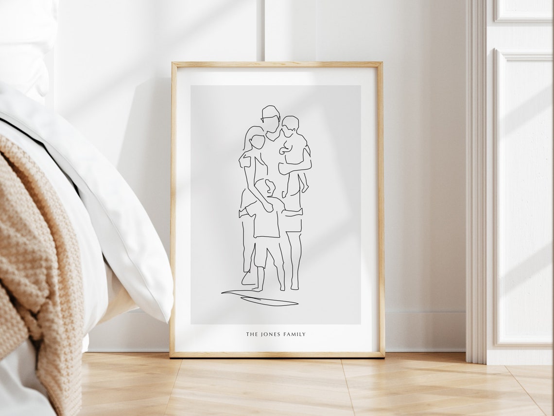 Personalised Family Group Hug Celebration Line Art Style Poster - Image 2