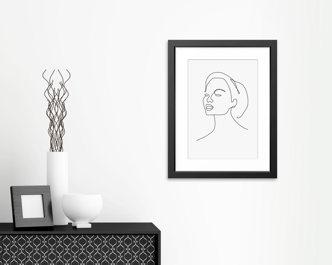 Woman Face Single Continuous Line Drawing Abstract Profile Poster - Image 2