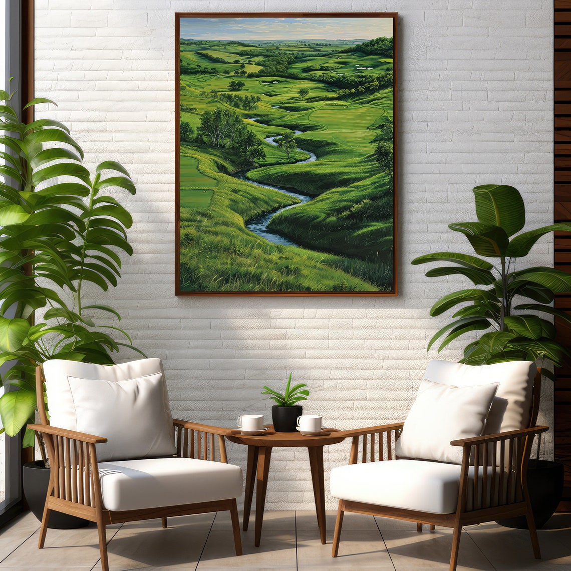 Lush Green Golf Course Rolling Fairways Stream Landscape Poster - Image 4