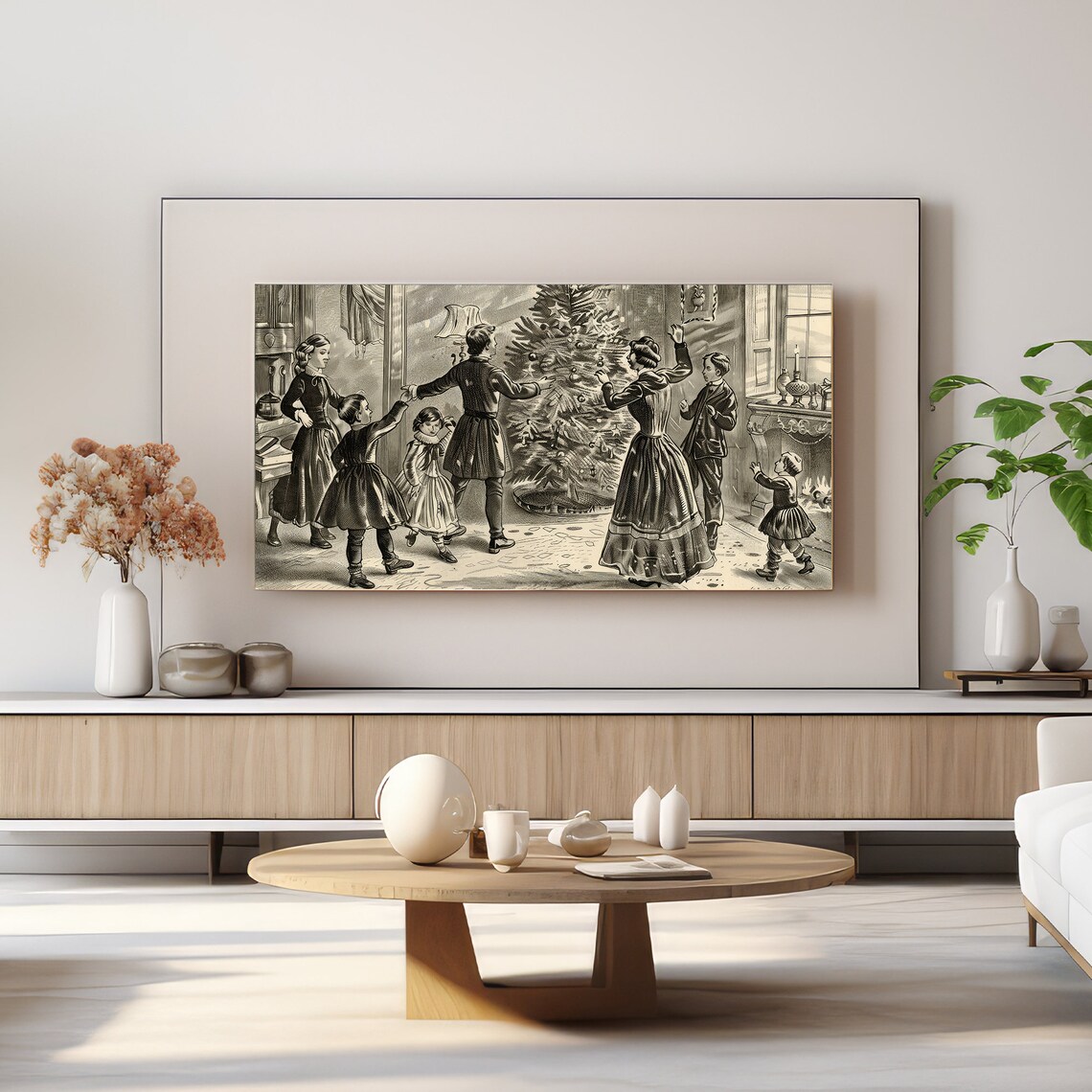 Antique Victorian Family Dancing Around The Christmas Tree Poster - Image 4