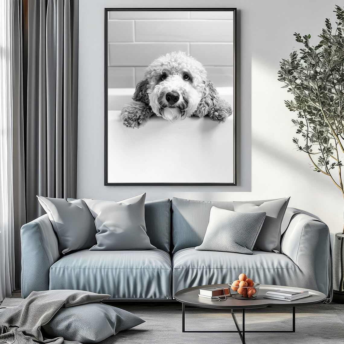 Golden Doodle Dog Portrait Bathroom Wall Art Print - Image 3