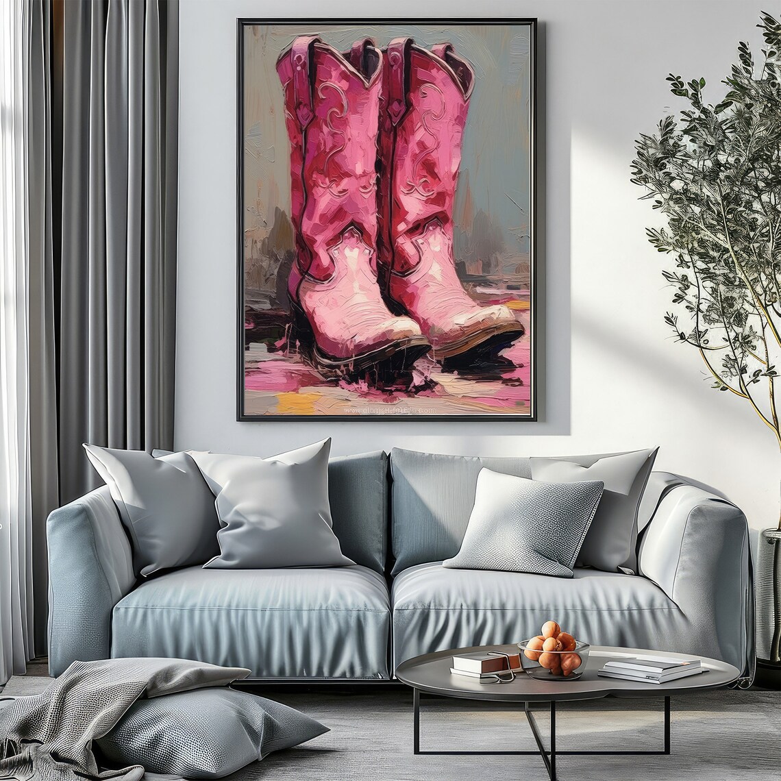 Bold Hot Pink Cowboy Boots Painting Vibrant Western Decor Poster - Image 4