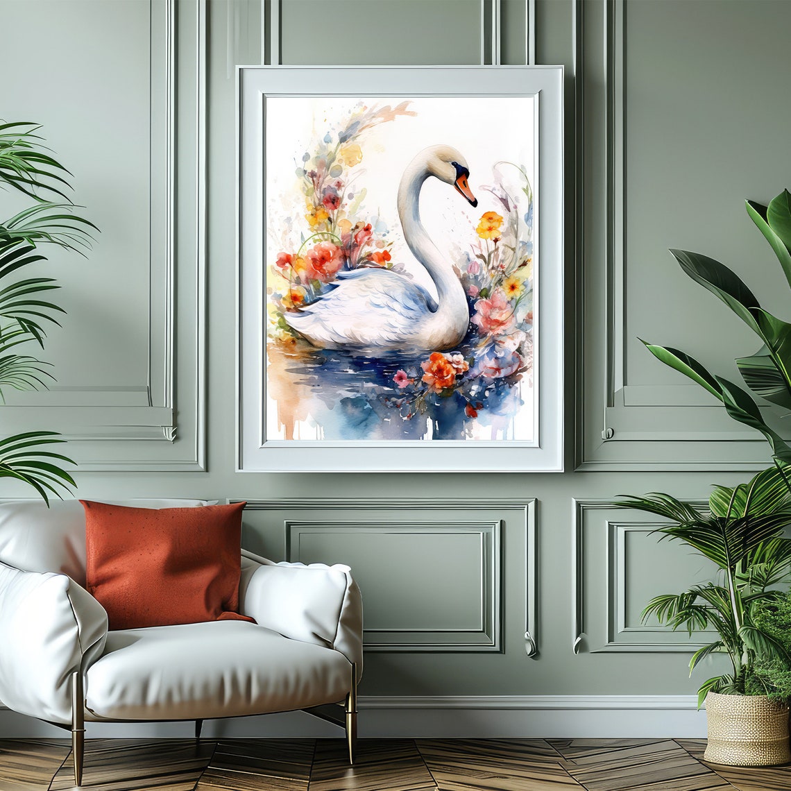 Swan With A Pink Flower Print Soft Girl Aesthetic Painting Dreamy Balletcore Wall Art Pastel Coquette Aesthetic Teen Girl Bedroom Bow - Image 5