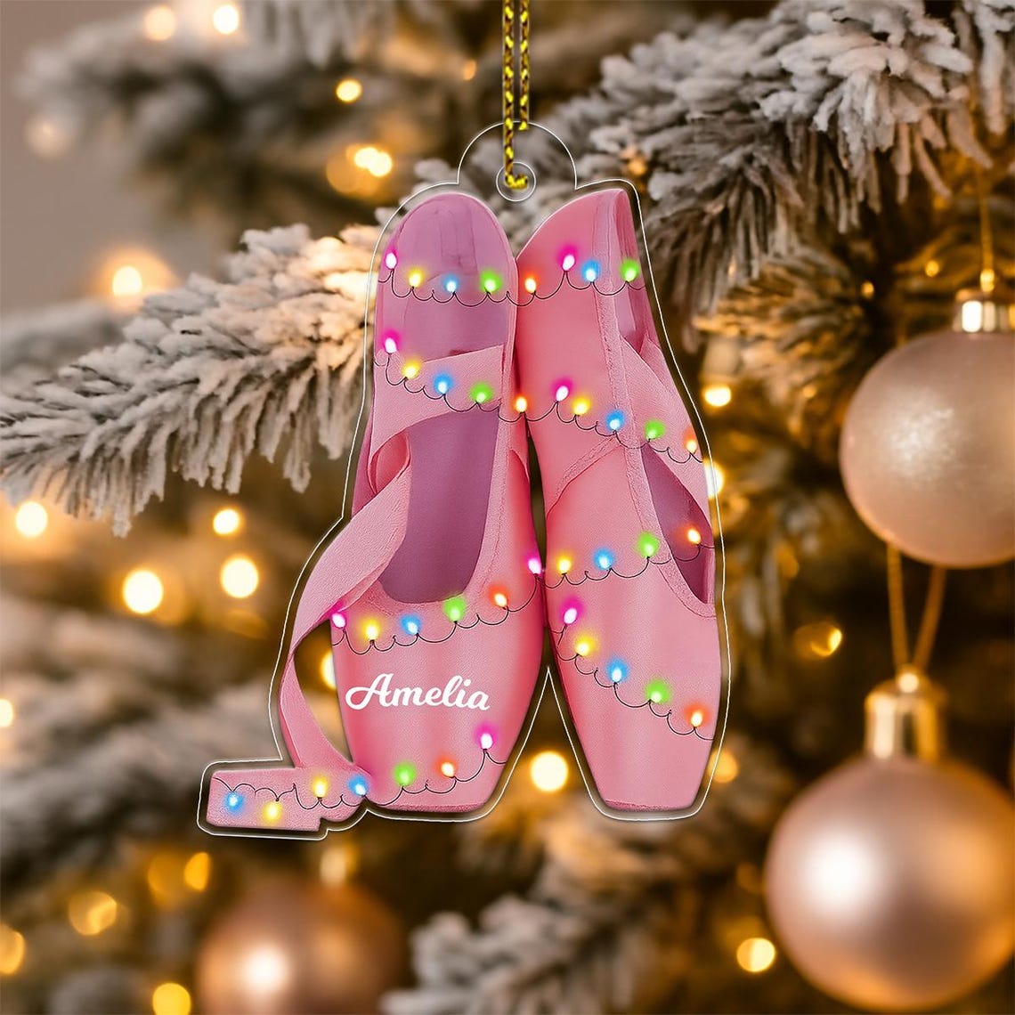 Personalized Ballet Slippers Christmas Lights Ornament Wall Art