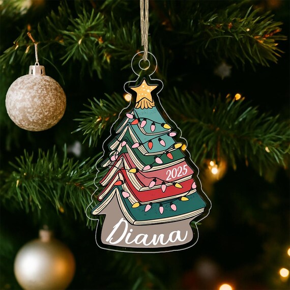 Diana 2025 Book Tree Christmas Custom Bookworm Reader Gift Wall Art