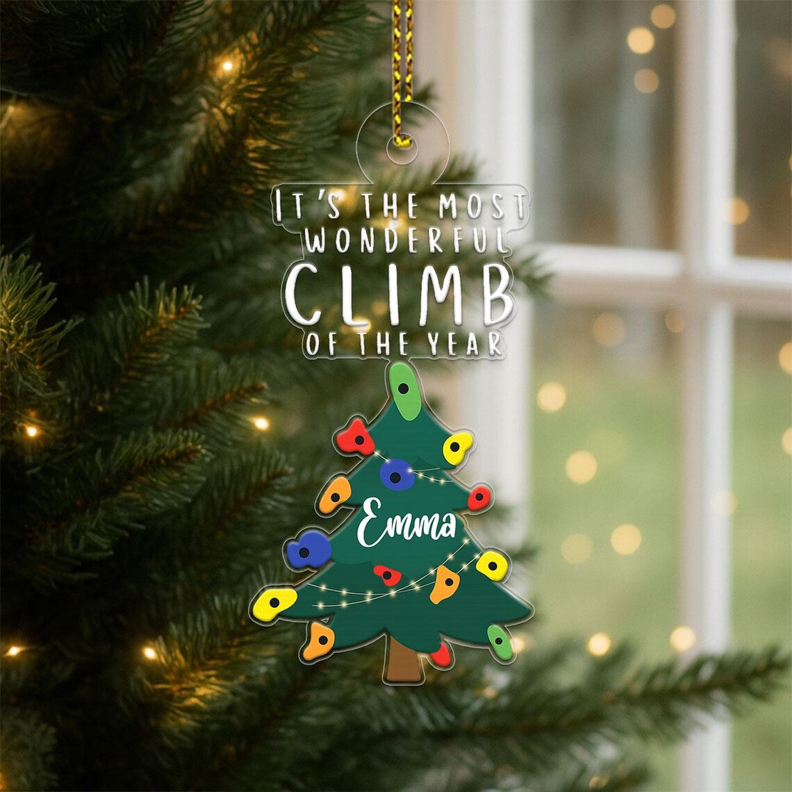 Most Wonderful Climb Of The Year Christmas Tree Ornament Print