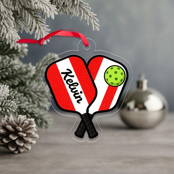 Personalized Pickleball Paddles Christmas Ornament Acrylic Print Gift for Him