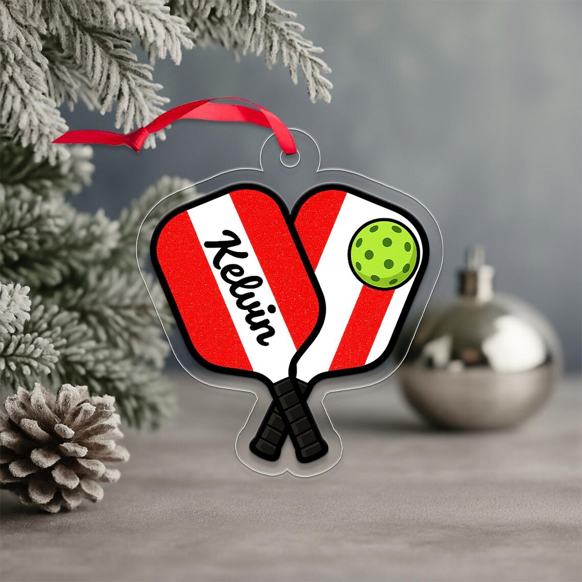 Personalized Pickleball Paddles Christmas Ornament Acrylic Print Gift for Him