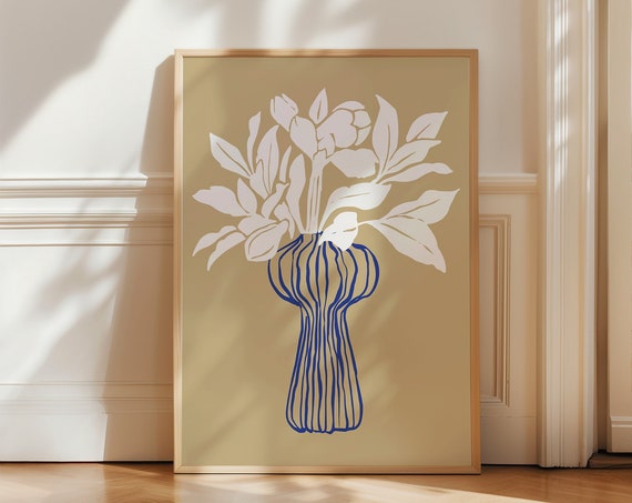 Abstract Vase Botanical Floral Poster, Neutral Modern